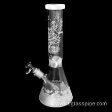 HIGH BOROSILICATE GLASS FLOWER AND SKULL PATTERN sandlasted glass smoking water pipe beaker shape glass bong